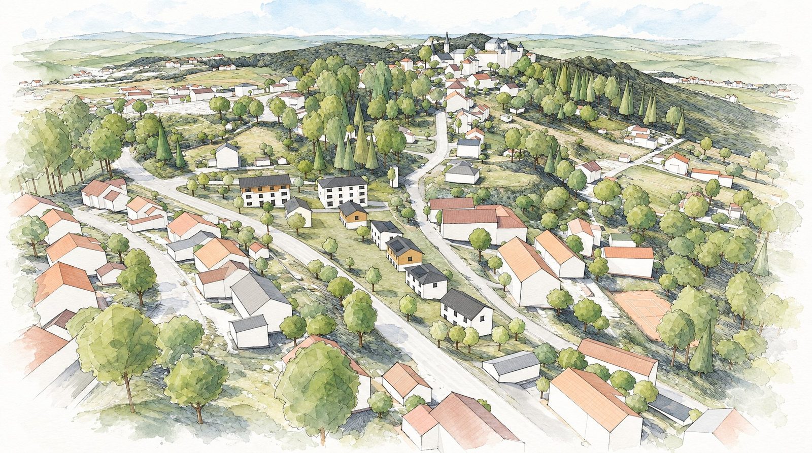Visualisierung von Nordosten: Lage des Quartiers zwischen Schwarzensteiner Straße und Staatsstraße